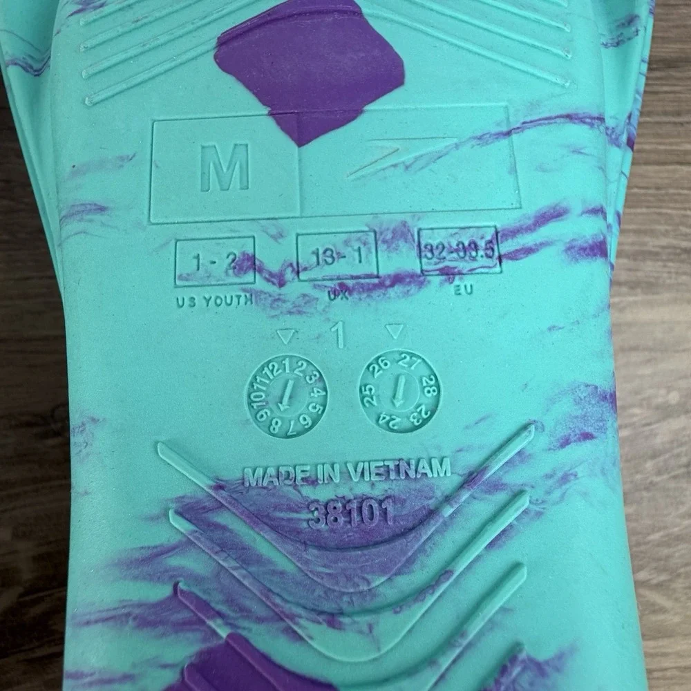 Speedo Kids Youth Swim Fins Size 1-2 Medium Training Flippers Teal Purple